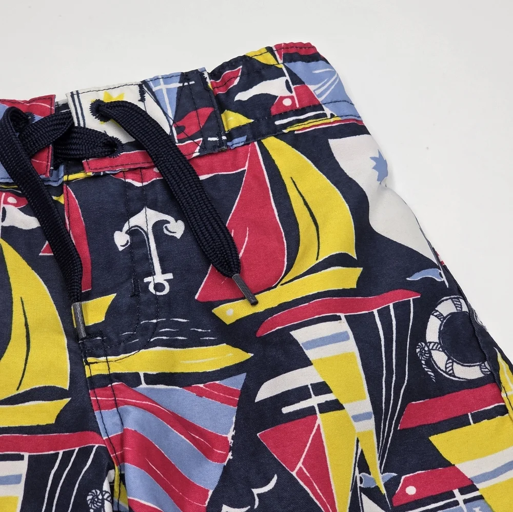 Janie and Jack baby boy sailboat print swim trunks size 6-12 months
